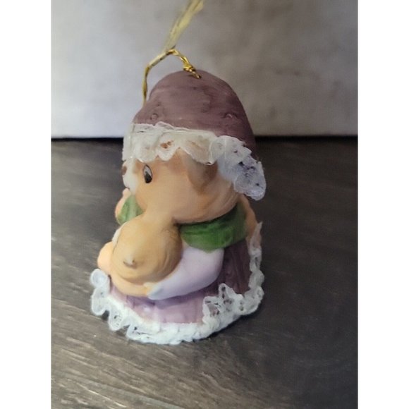 Jasco Caring Critters Chimer Ornament Bisque Porcelain Cat Mom Kitten Taiwan Vtg - Picture 4 of 9